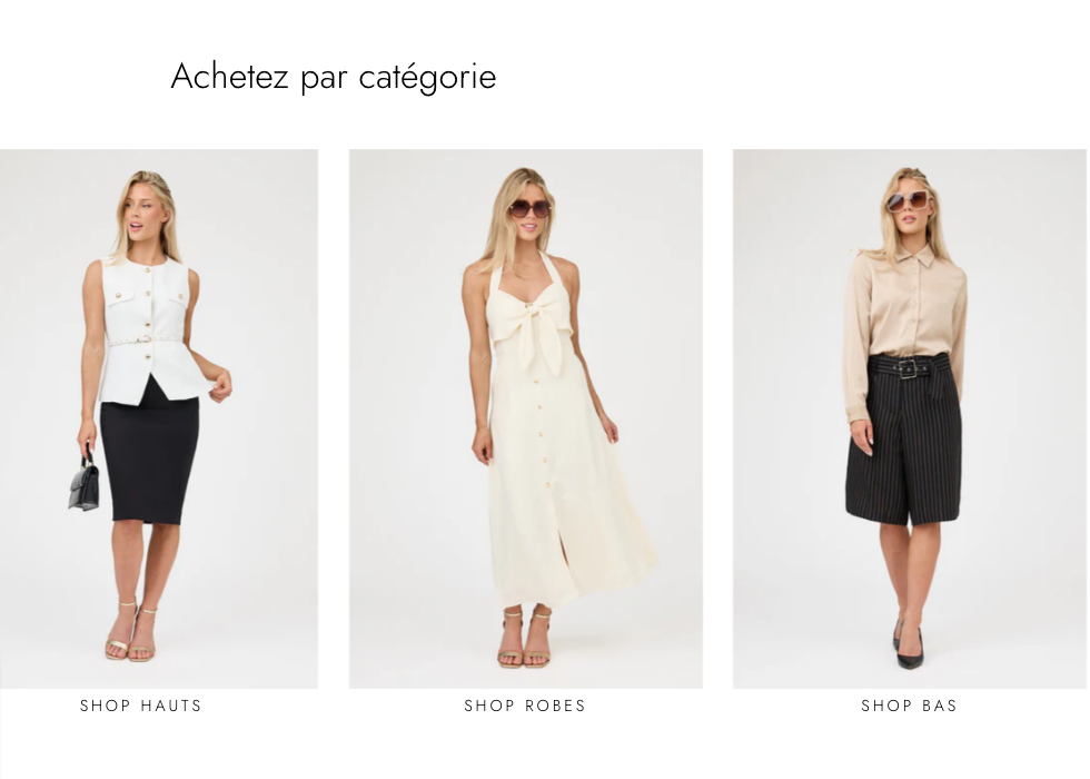 Capture de la section catégories Femme de Carrière
